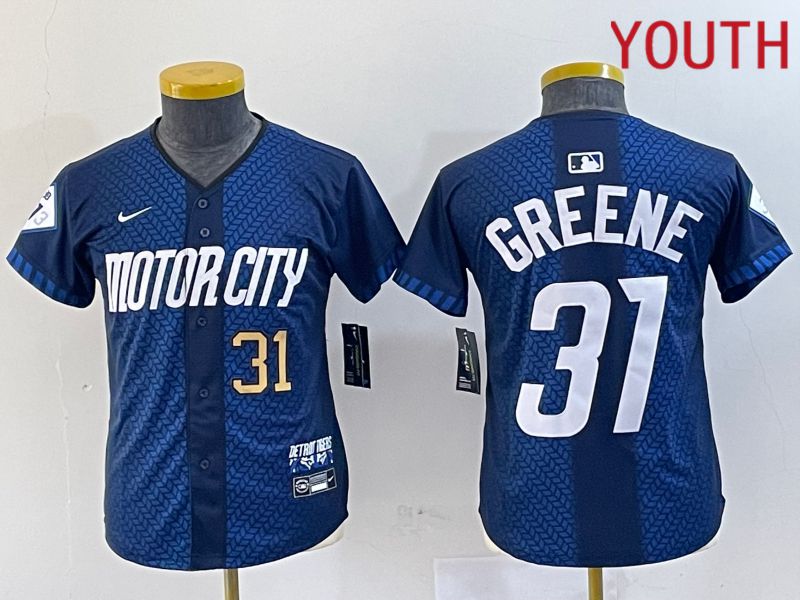 Youth Detroit Tigers #31 Greene Blue City Edition Nike 2024 MLB Jersey style 2->philadelphia phillies->MLB Jersey